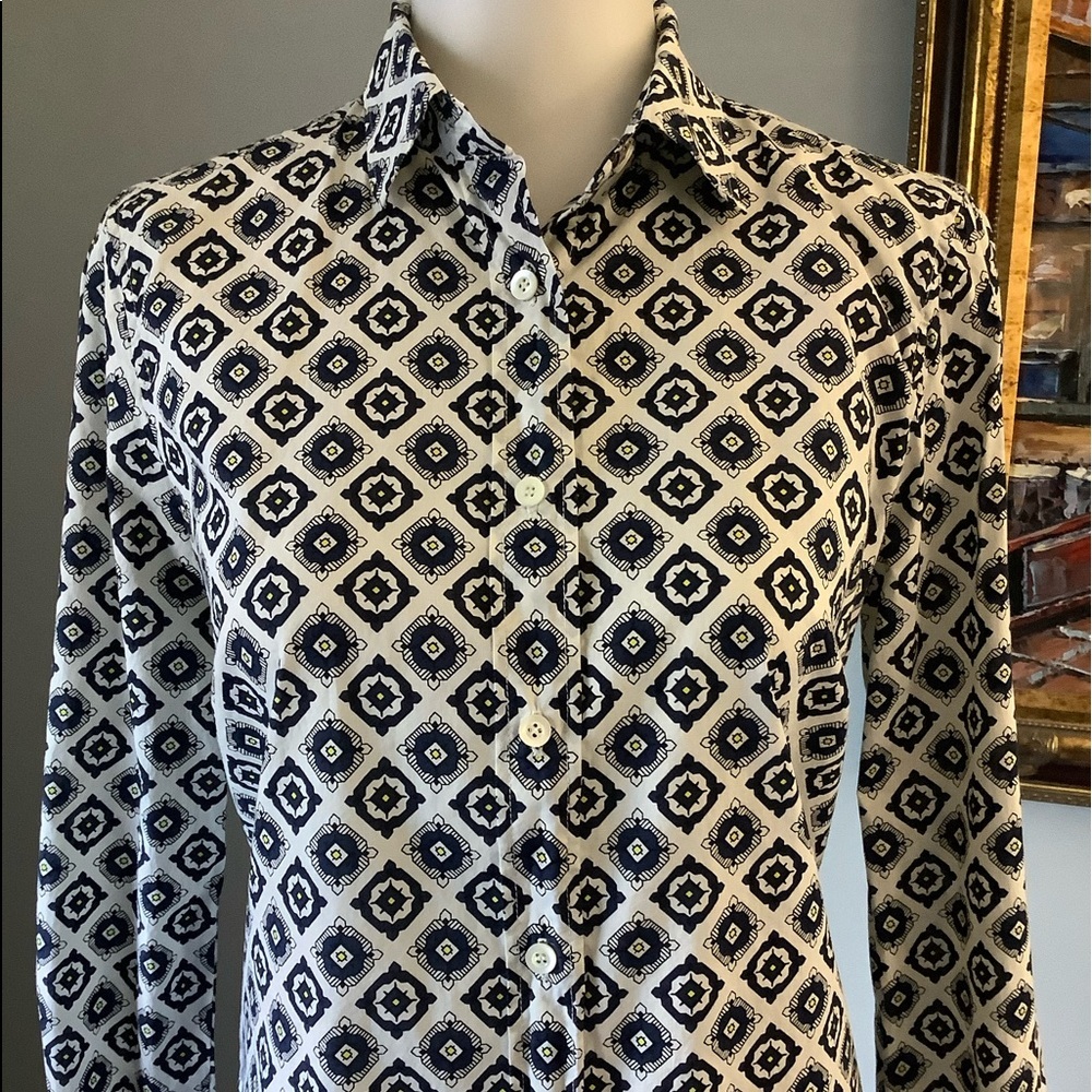 J. Crew Foulard Blue Medallion Perfect Shirt - Picture 6 of 12